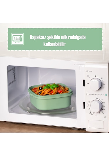 Porsima 5316 Kilitli Sızdırmaz Kapaklı Hava Tahliye Contalı Çok Amaçlı 3lü Kare Erzak Yiyecek Saklama Kabı Seti Yeşil - 500-900-1500ml Yeşil