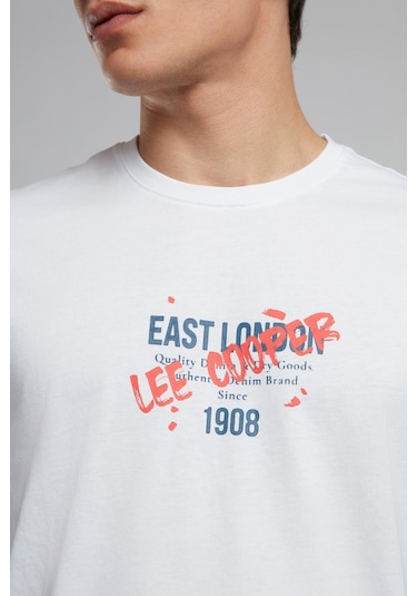 Lee Cooper Orsino Erkek O Yaka T-shirt Beyaz-19918 Beyaz