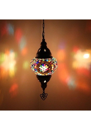Dekoratif MOZAİK AVİZE TEKLİ SARKIT TAVAN LAMBASI