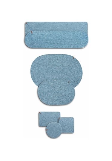 Cesta El Yapımı Örgü Turkuaz Kilim 50x80 4006 Turkuaz