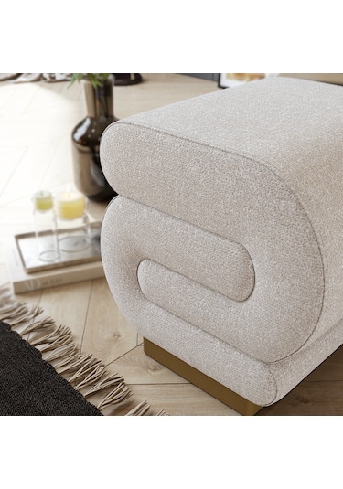 Sally S Puf, Oturma Odası, Antre Puf, Krem, Gold Metal Ayak KREM