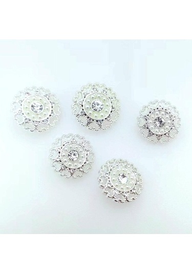 Pazly Yedek Yapay Homyl Elmas Düğmeler Dekoratif Çiçek Adet 5 Ca