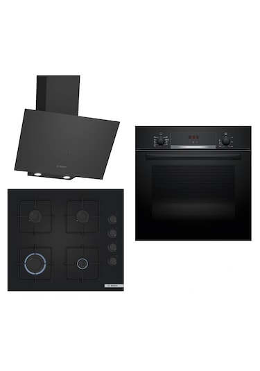 Bosch HBF534EB3T - POP6C6P30O - DWK64PJ60T Siyah 3lü Ankastre Set 294