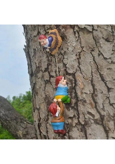 Tenfowee Minimalist Bahçe Figürü - Reçine Cüce Heykeli, Ağaçta Tırmanan Ornament, Modern Dekoratif Süs