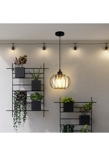 Wezone Siyah Modern Cam Fener Avize 12w Isınak Işık - Koridor, Merdiven, Balkon İçin Ayarlanabilir Tel Uzunluğu Siyah