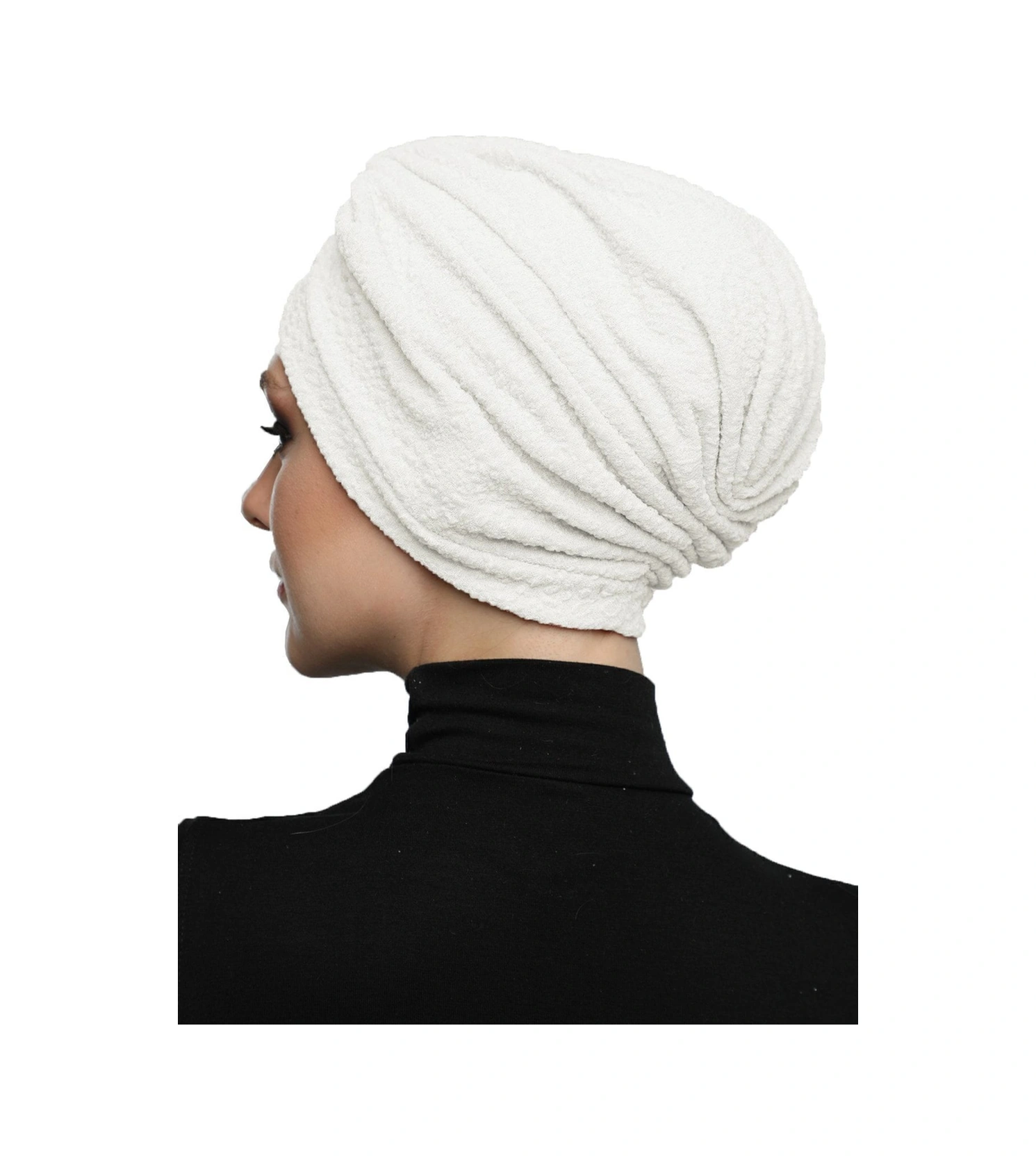 Brokar Bantlı Krem Astarlı Hazır Türban Tesettür Bone Krem