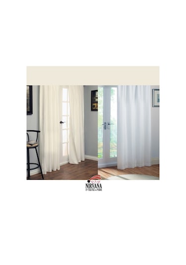 Nirvana Lüx Kaliteli Saten Güneşlik Perde Beyaz-Krem -Süper Fiyat Krem