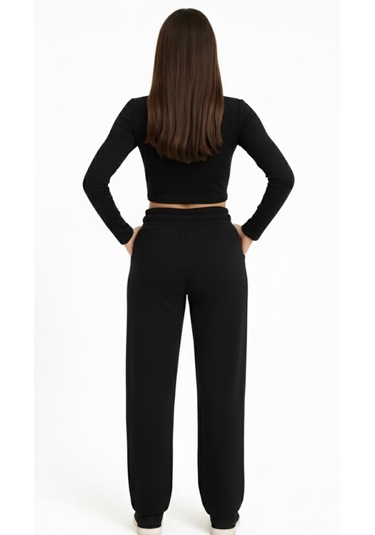 Axxel Kadın Siyah İnterlok Eşofman Altı-p2273 Siyah