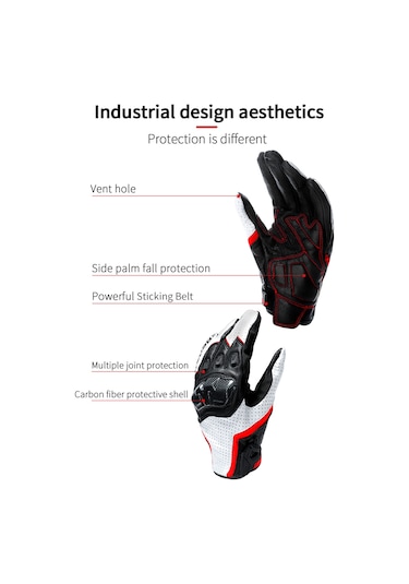 Jeehugo Motosiklet Tam Parmak Eldiveni Beyaz Xxl - Akrilik Fiber Eklem Korumalı, Soluk, Dokunmatik Ekran Uyumlu