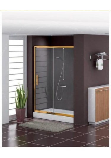 Blackline İki Duvar Arası Gold Duşakabin Sarı Temperli Cam H: 190 99 x 109 CM