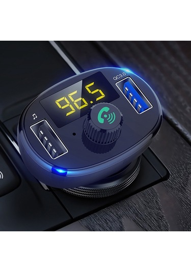 Bt23 Kablosuz Araç Fm Verici Qc 3.0 Hızlı Şarj, Usbx2 Desteği / Ahizesiz Arama Siyah