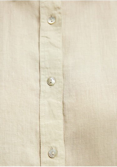 Mavi - Yeşil Keten Gömlek 1210747-71729 Yeşil