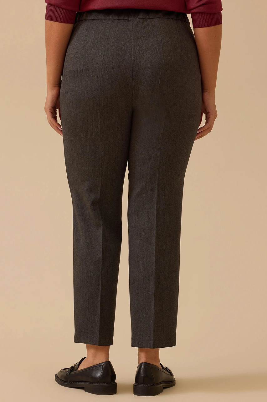 Galaxi Kadın Büyük Beden Tek Düğmeli Düz Paça Pantolon 4001 Gri Gri