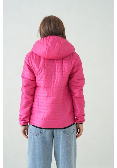 İçi Astarlı Su Ve Rüzgar Geçirmez Cepli Kapüşonlu Kadın Mont Fuşya