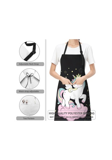 Önlük, Kadınlar İçin Ayarlanabilir Boyunlu Önlük, Ev İçin Uygun Pop Art Tek Boynuzlu Atlar Uzay Elemanları, Diğer