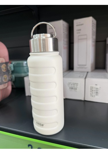 Paslanmaz Çelik Termos Su Şişesi 360ml Vakumlu Kapak Beyaz İthal Ürün Beyaz