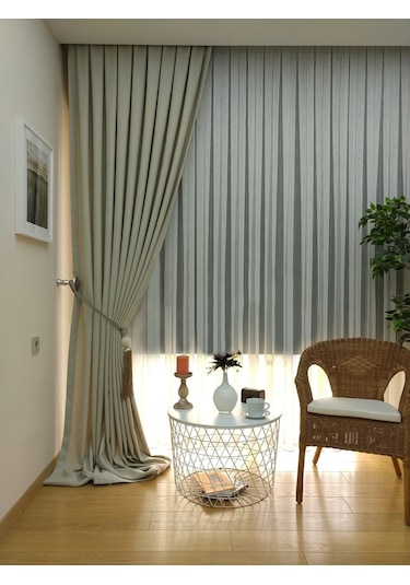 Evdepo Home Keten Krem Fon Perde Tek Kanat Krem
