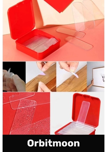 Premium Süper Güçlü Kolay Çıkarılabilir Yapışkan Çok Amaçlı 60 Parça Çift Taraflı Şeffaf Bant