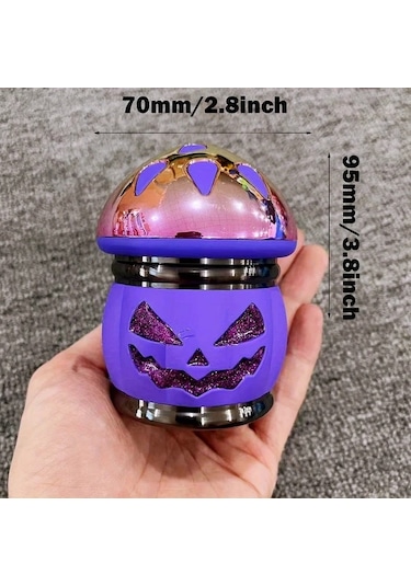 Elmpaly 2.8" 70mm Bıçaklı Pumpkin Değirmen - 4 Katlı Manuel Skull Tasarım Çinko Alaşım