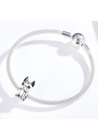 S925 Ayar Gümüş Fransız Bulldog Boncuklu Dıy Bilezik Gevşek Boncuk Çok Renkli