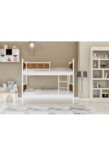Metalia Gm 128 Star Ahşap Metal Ranza Beyaz-Ceviz