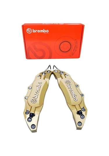 Brembo Metal Fren Kaliper Kapağı Kabartma Yazılı Jant Braketi 2li Set Sarı