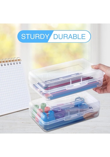 Sooez 3'lü Kalem Kutusu, Büyük Boy Kalem Kutusu, Şeffaf Tebeşir Kutusu, Kalem Düzenleyici, Kapaklı Plastik Saklama Kabı Th