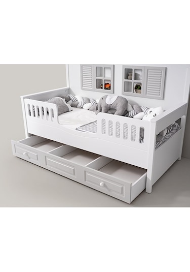 Aymini Joy 4 Kapılı Bebek Odası Takımı Beyaz   -   Gri