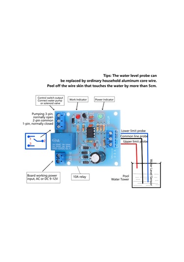 Skycity 12v Su Seviyesi Kontrolcü Modülü - Otomatik Pompa Dolum Ve Boşaltma, Yüksek Akım Röle, Pcb Kartı, 10a Kapasite