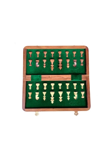 Mıknatıslı Ahşap Manyetik Satranç Takımı El Yapımı Şık Tasarım, Kaymaz Taşlar, Seyahat Ve Ev Kullanımına Uygun