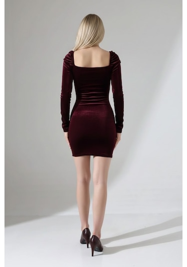 Zedefx Kadın Slim Fit Zarif Elbise Bordo