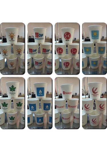 Siyasi Partiler İçin Logolu Karton Bardak 3000 Adet