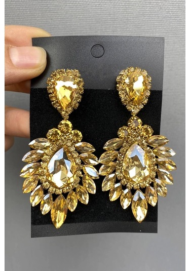 FdayAksesuar Bal Rengi Subra Gelin Kına Tacı Ve Küpesi FRDY31689