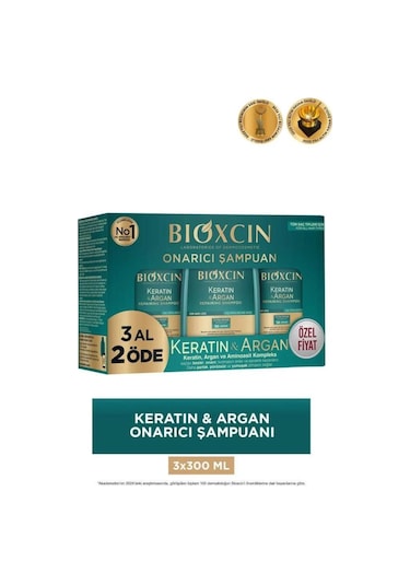 Yıpranmış Ve Hasar Görmüş Saçlar İçin Keratin Argan Şampuan 300ml 3 Al 2 Öde Avantaj Paketi