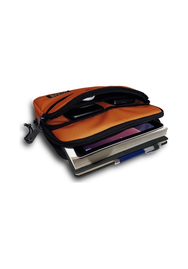 Jacbag Kiremit Turuncu Üç Cepli Tablet Telefon Çantası - Kız Çocuk/kadın Tablet Kılıfı