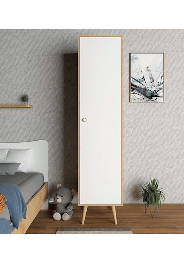 Floradesign Milano Gardırop /elbise Dolabı Tek Kapaklı Dolap Beyaz/meşe