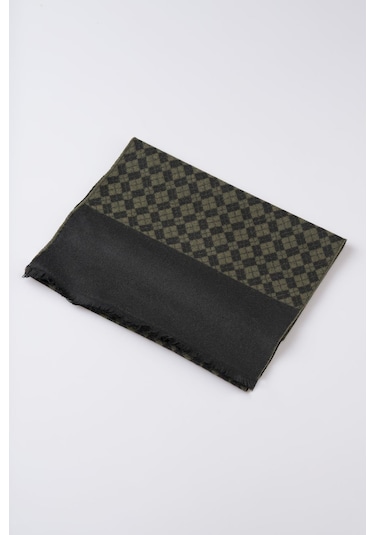 İnce Dokulu Desenli Viskon Şal Kaşkol Atkı Yeşil