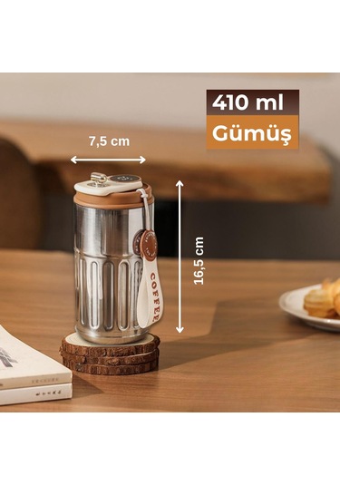 Akıllı Led Sıcaklık Göstergeli Çelik Termos/mug-400 Ml Gümüş