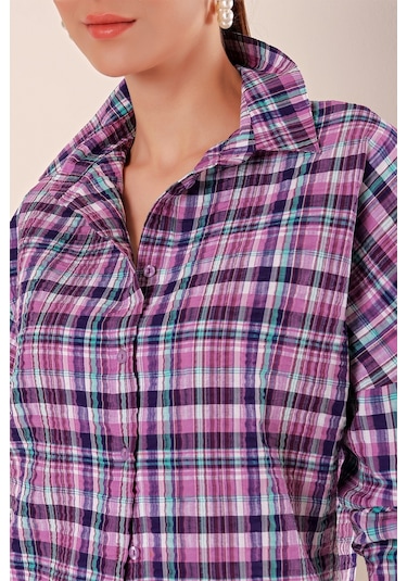 Bigdart 3900 Oversize Uzun Basic Gömlek - A. Mor 001