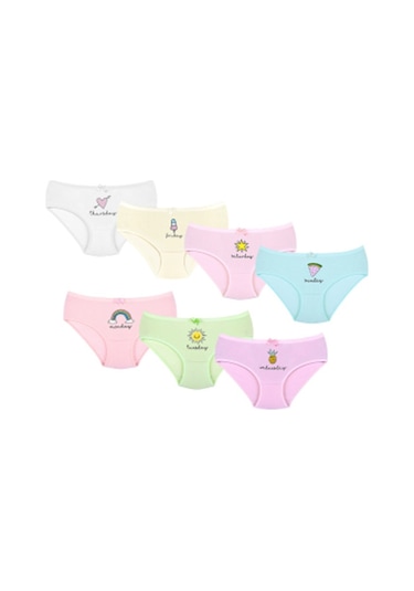 New Lilla 007 Kız Çoçuk Mix Color 7'Li Paket Baskılı Külot