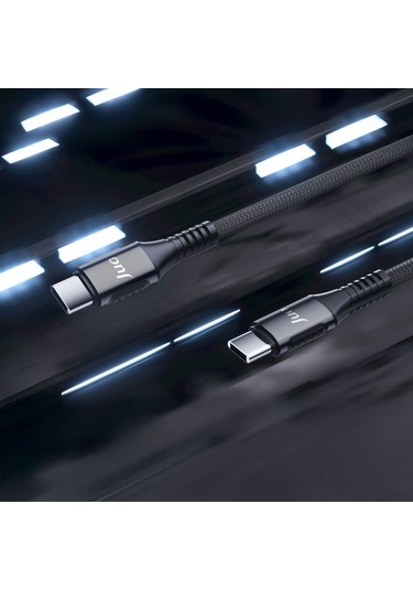 Juo 100W 5A E-mark Çipli Pd Type-C to Type-C Örgülü Hızlı Şarj ve Data Kablosu 2 M