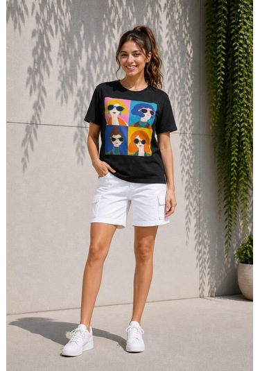 Alexandergardi Alexandergardı Baskılı Kadın T-shirt Siyah