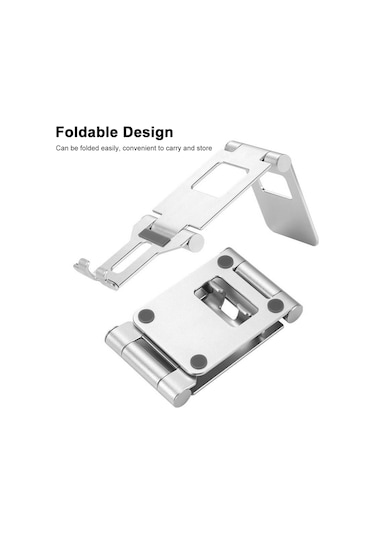 Kosona Z10a Çift Katlanabilir Alüminyum Telefon/tablet Tutucu - 270 Döner, Taşınabilir, Sabit Dizayn, Sıcakten Koruma, Ev/ofis Kullanıma Uygun Siyah