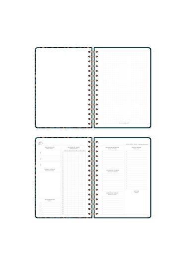 A5 Spiralli Süresiz Planlayıcı Ajanda Yeşil Leopar Yeşil Leopar