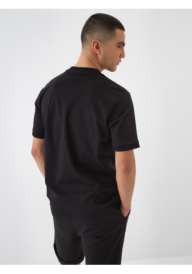 Xint Siyah Pamuk Dokulu Regular Fit Tişört 502214