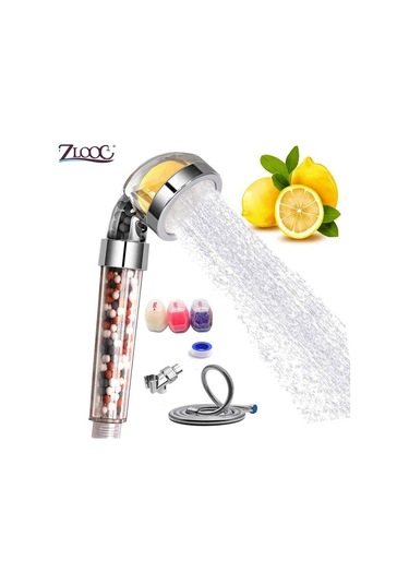 Primepickings Resim Olarak Zloog Biyo-aktif Taşlar Banyo Duş Başlıkları C Vitamini Limon Aroma Filtresi 2 Katlı Gri