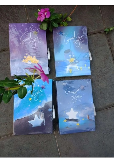 Kilitli Kutulu Ajanda Günlük Not Hatıra Defteri Notebook Good Night Mor