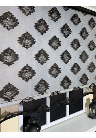 Çift Mekanizmalı Siyah Tül Perde Ve Ekru Stor Perde Stb45239-v107