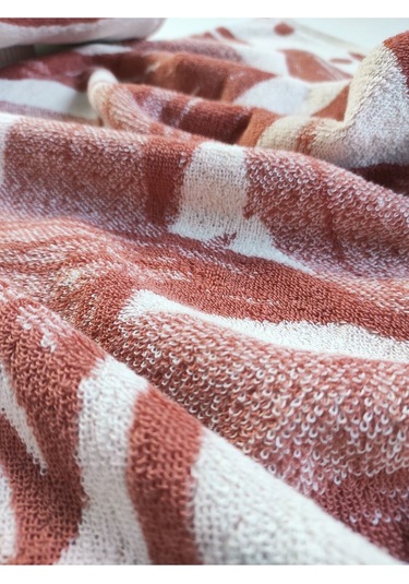 Kiremit Renk Desenli El Havlusu - Yüksek Su Emici & Yumuşak - 45x85cm- %100 Pamuk - Ipliği Boyalı Kıremıt Kiremit