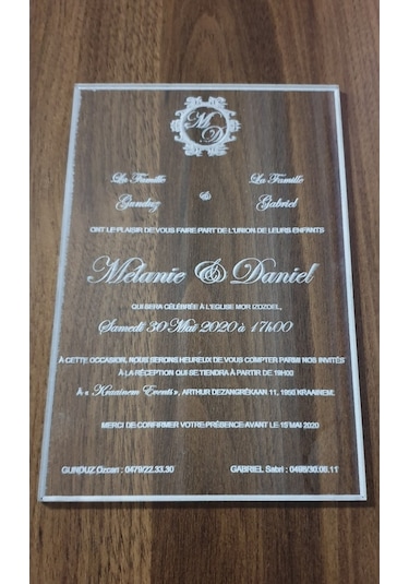 Hdrlazerdizayn Ayna Pleksi Veya Şeffaf Pleksi Dikdörtgen Şeklinde Davetiye